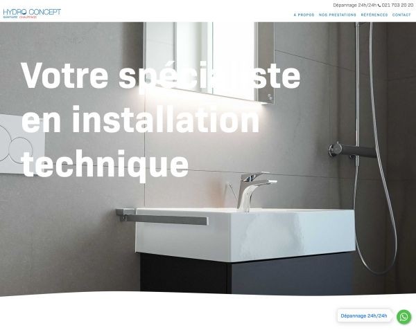 Site internet Vitre - HydroConcept - rÃ©fÃ©rence web Pixinside