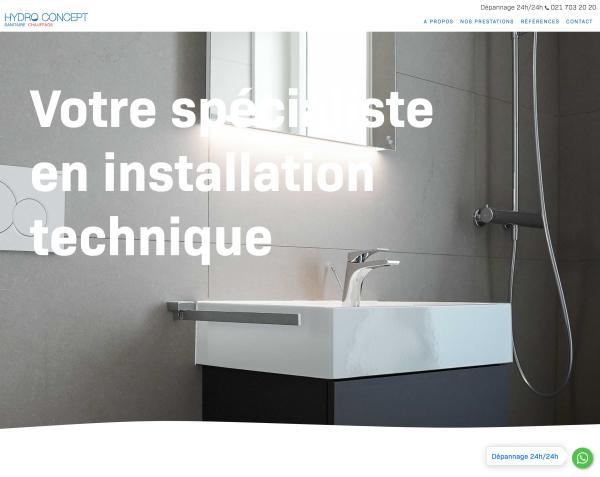 Site internet Vitre - HydroConcept - rÃ©fÃ©rence web Pixinside